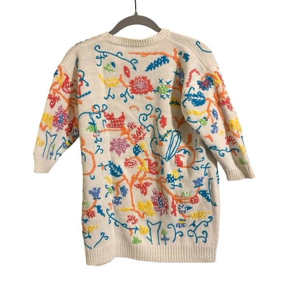 Vintage Needleworks Rainbow Short Sleeve Sweater Medium‎ - Picture 6 of 6